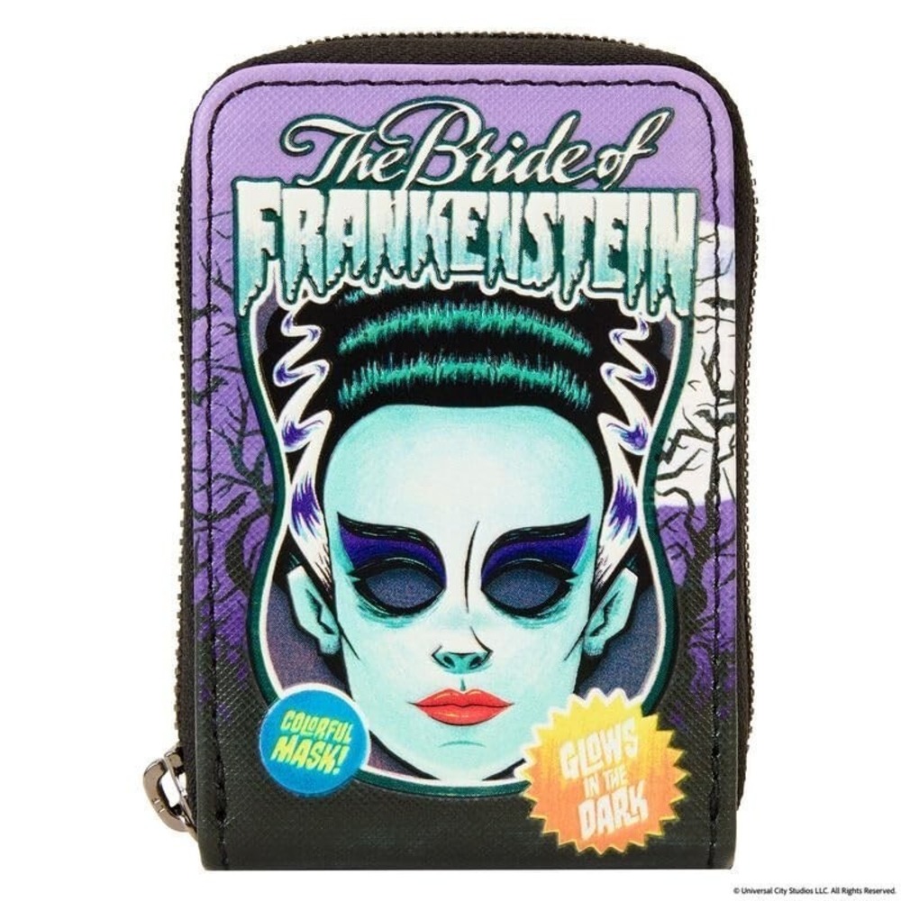 Bride of Frankenstein Universal Monsters Mask Glow Accordion Zip Around Wallet
